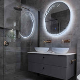 Specchio LED Rotondo | Pulsante touch | Luce bianca fredda - Reyze Serie Good Vibes Modello 8